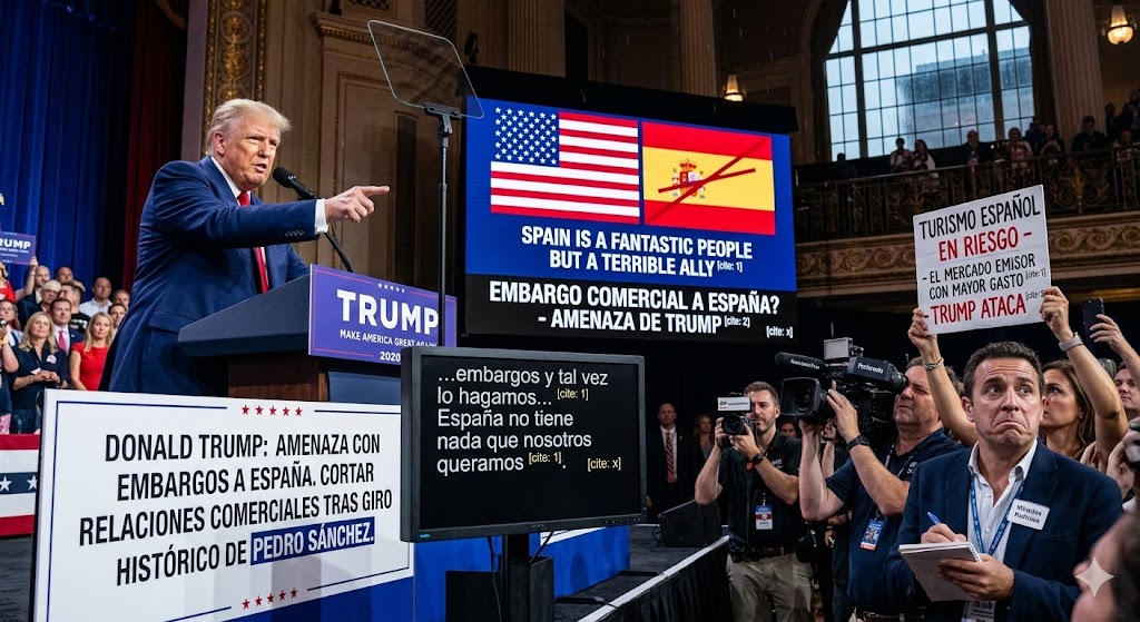 “Pánico en la industria turística española: Donald Trump amenaza con un embargo total tras el giro geopolítico de Sánchez”