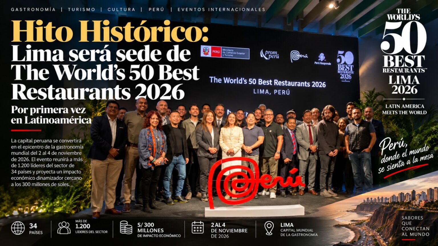 Hito histórico: Lima será sede de The World’s 50 Best Restaurants 2026, por primera vez en Latinoamérica