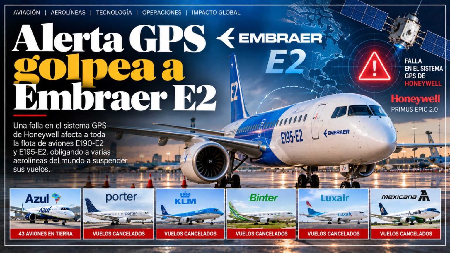 Alerta GPS golpea a Embraer E2