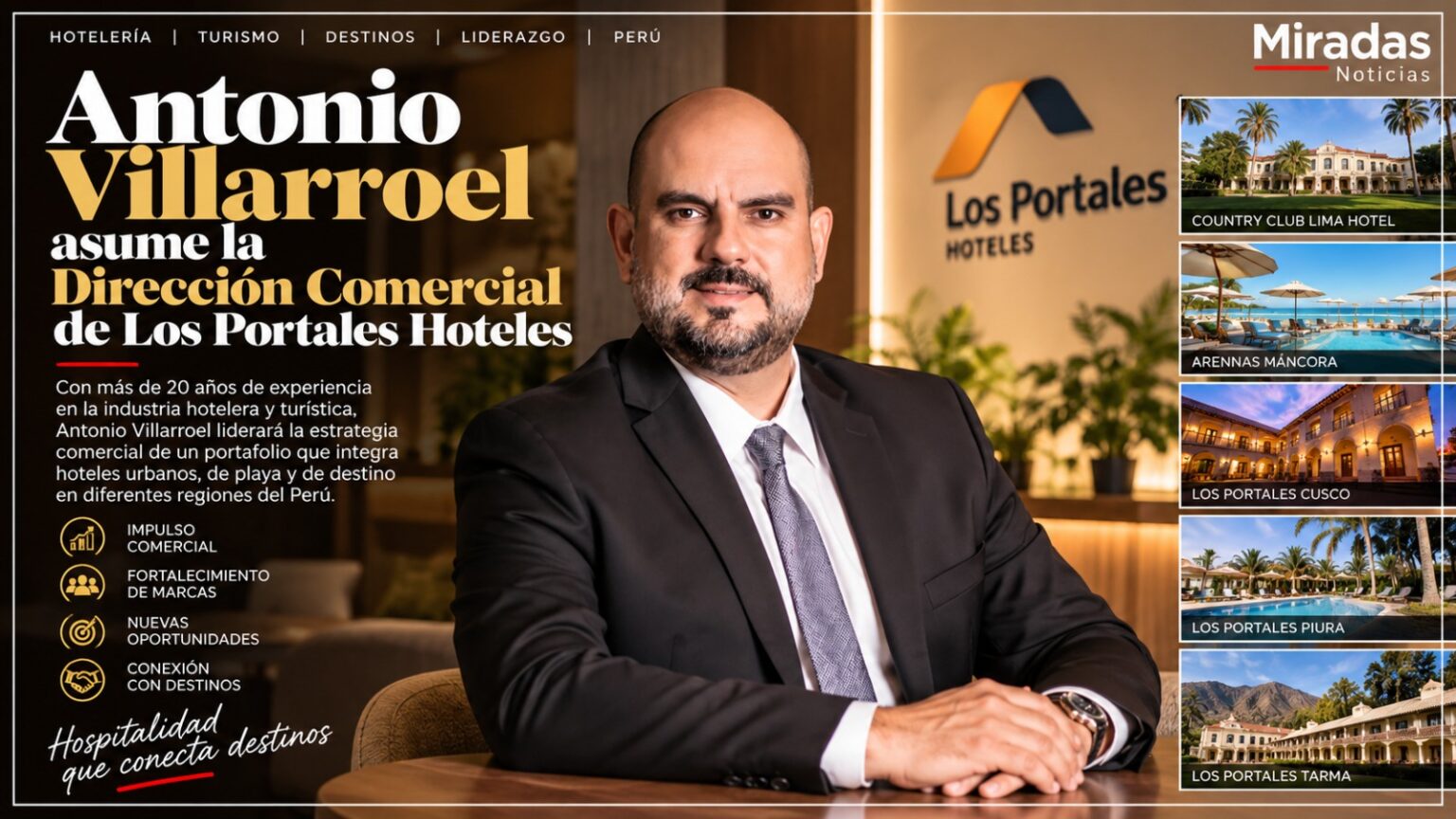 Antonio Villarroel asume la Dirección Comercial de Los Portales Hoteles