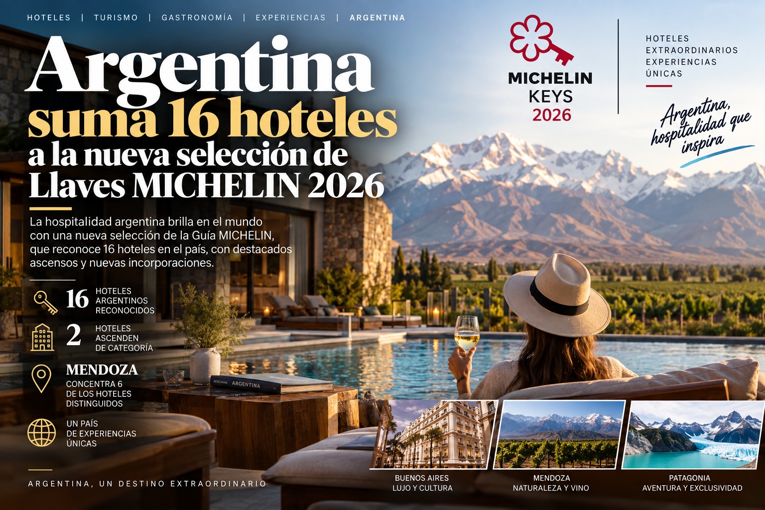 Argentina suma 16 hoteles a la nueva selección de Llaves MICHELIN 2026