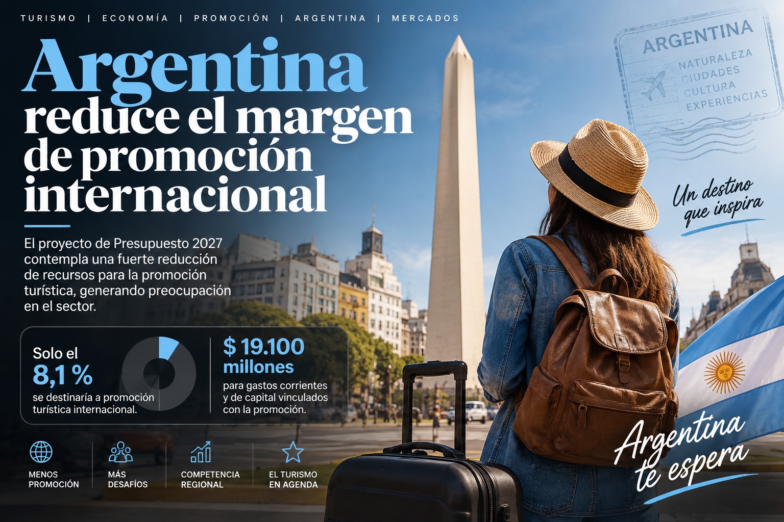 Argentina reduce el margen de promoción internacional y genera preocupación en el sector turístico