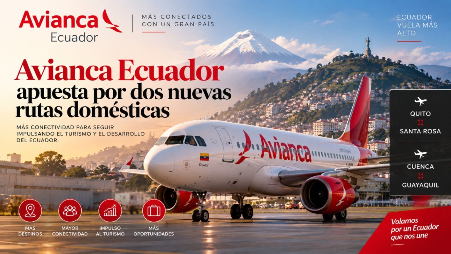 Avianca Ecuador apuesta por dos nuevas rutas domésticas