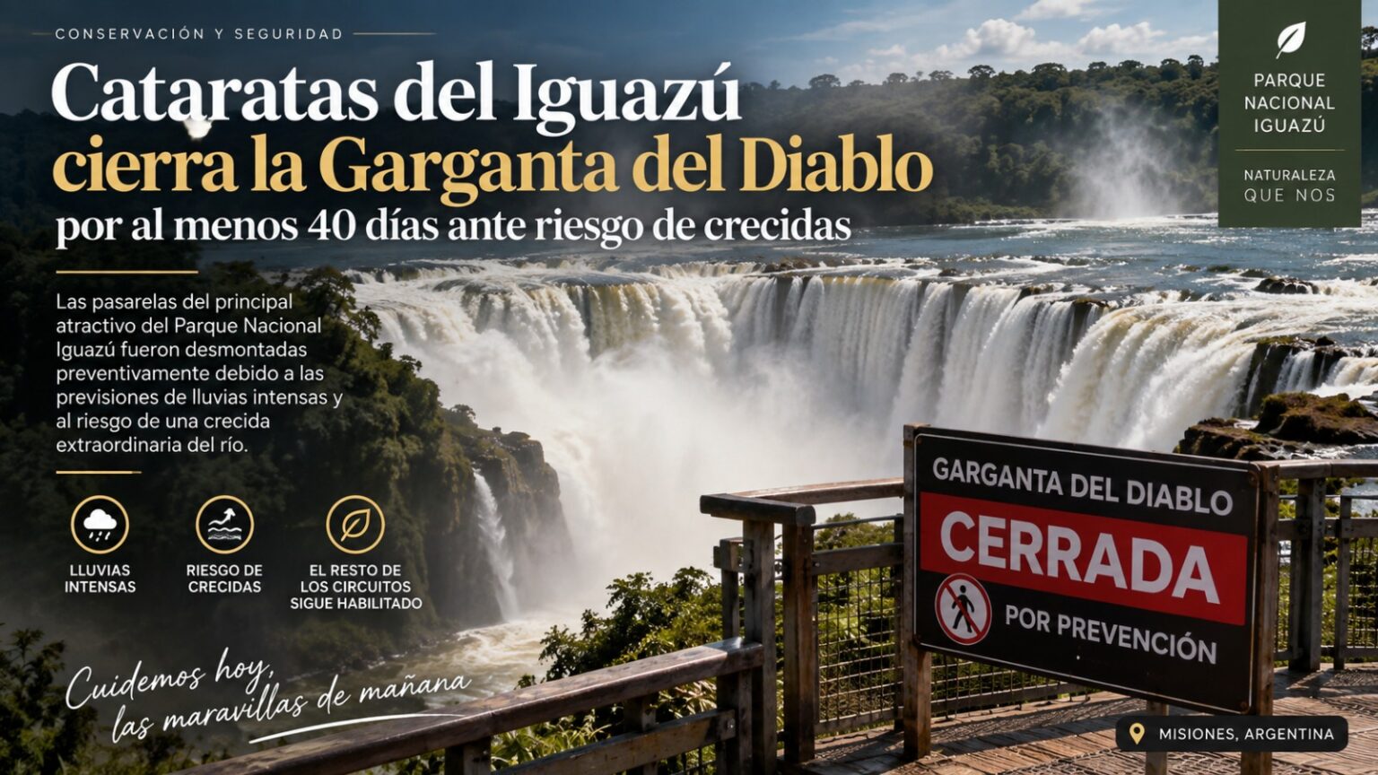 Cataratas del Iguazú cierra la Garganta del Diablo por al menos 40 días ante riesgo de crecidas