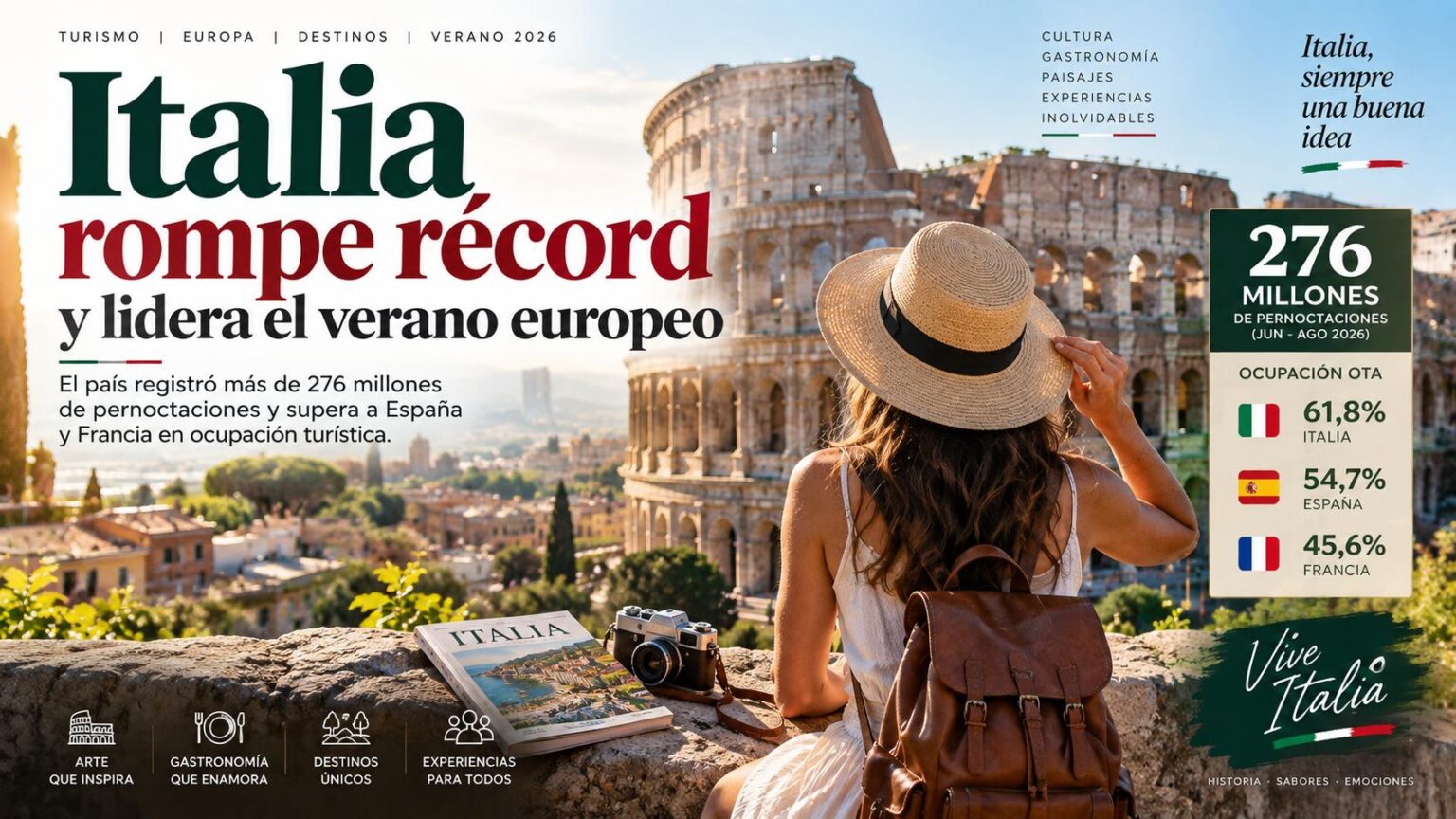 Italia rompe récord y lidera el verano europeo