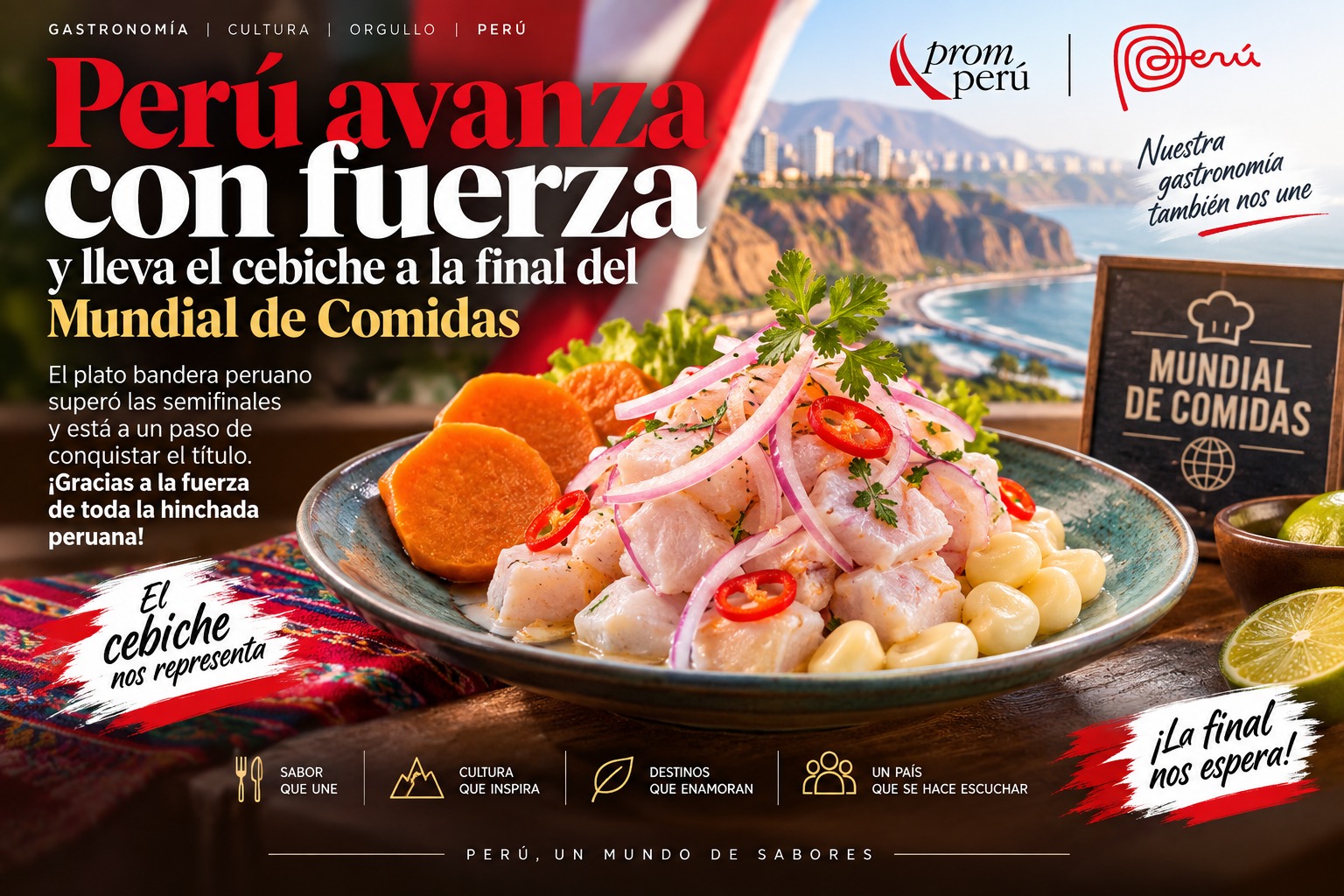 Perú avanza con fuerza y lleva el cebiche a la final del Mundial de Comidas