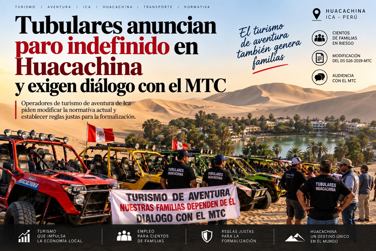 Tubulares Anuncian Paro Indefinido En Huacachina Y Exigen Diálogo Con El MTC