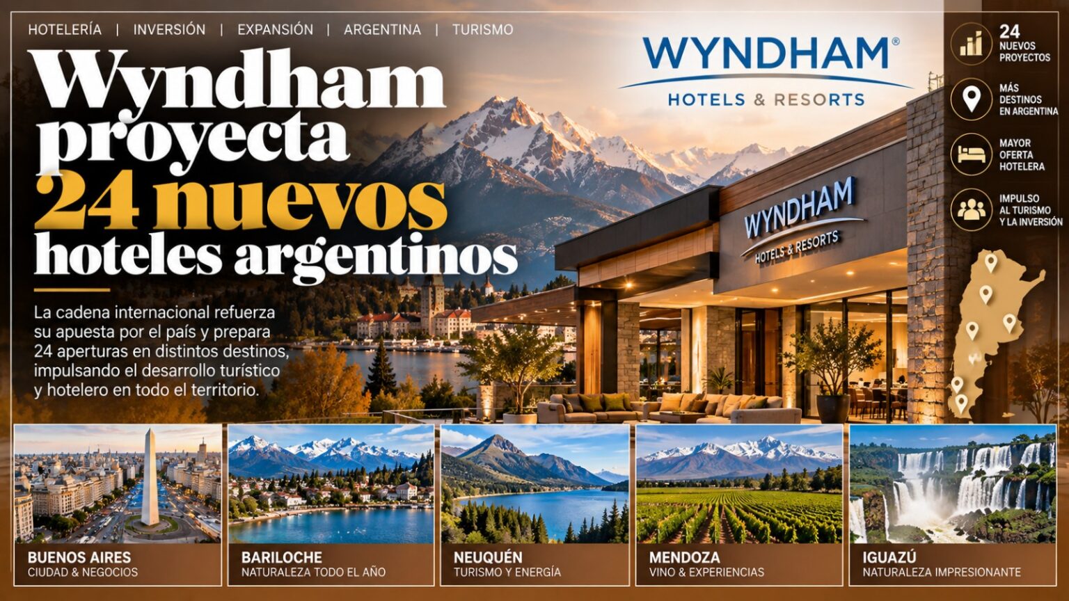 Wyndham proyecta 24 nuevos hoteles argentinos